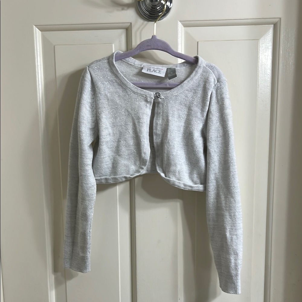 Girls Silver Cropped Cardigan
